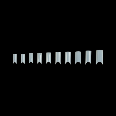 Straight Tube French Acrylic / ABS Half Artificial Nail Tips White / Transparent