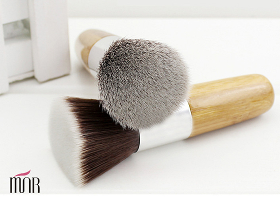 Small Buffer Makeup Brush For Face , Kabuki Bamboo Handle Flat Buffer Brush