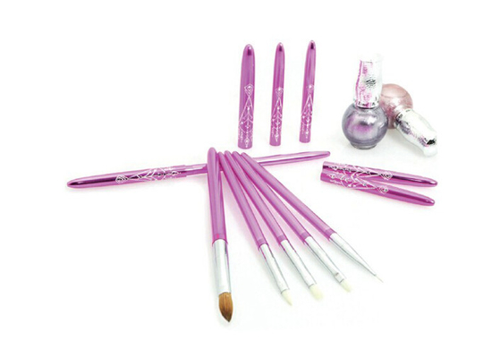 Kolinsky Sable Hair Nail Art Brushes Set , Nail Polish Applicator Brush